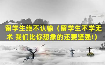留学生绝不认输（留学生不学无术 我们比你想象的还要坚强!）